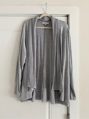 LOFT Light Gray Draped Open-Front Cardigan